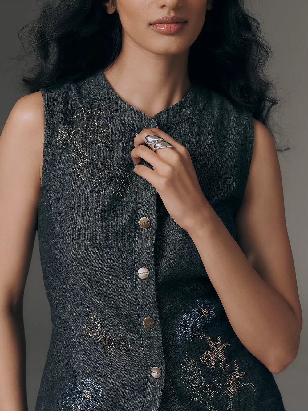 Anthropologie Ranna Gill Embroidered Cotton Vest - Picture 2 of 5